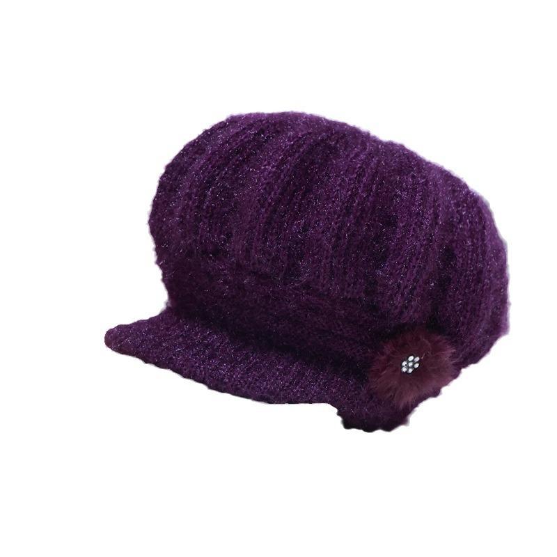 New Middle-aged and Elderly Hats Women's Winter Plush Wool Hats Mother Hats Elderly Hats Knitted Hats Wholesale