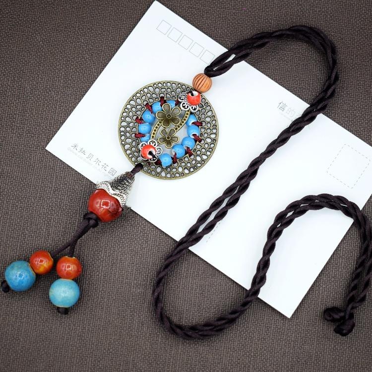 Collana in ceramica intrecciata in stile nazionale retrò, collana da donna, accessori per abbigliamento