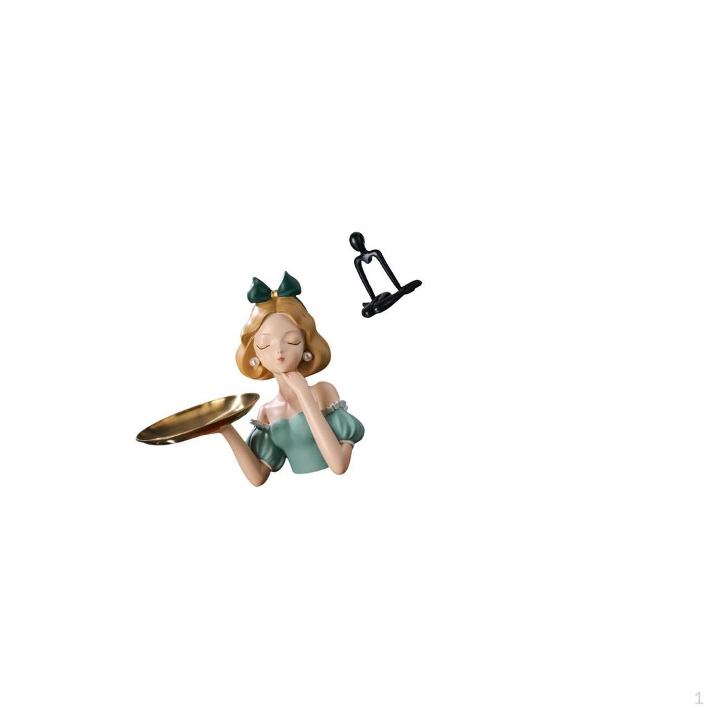 Modern Abstract Princess Thinker Resin Statue Key Holder Tray Decorative Figurine Multipurpose