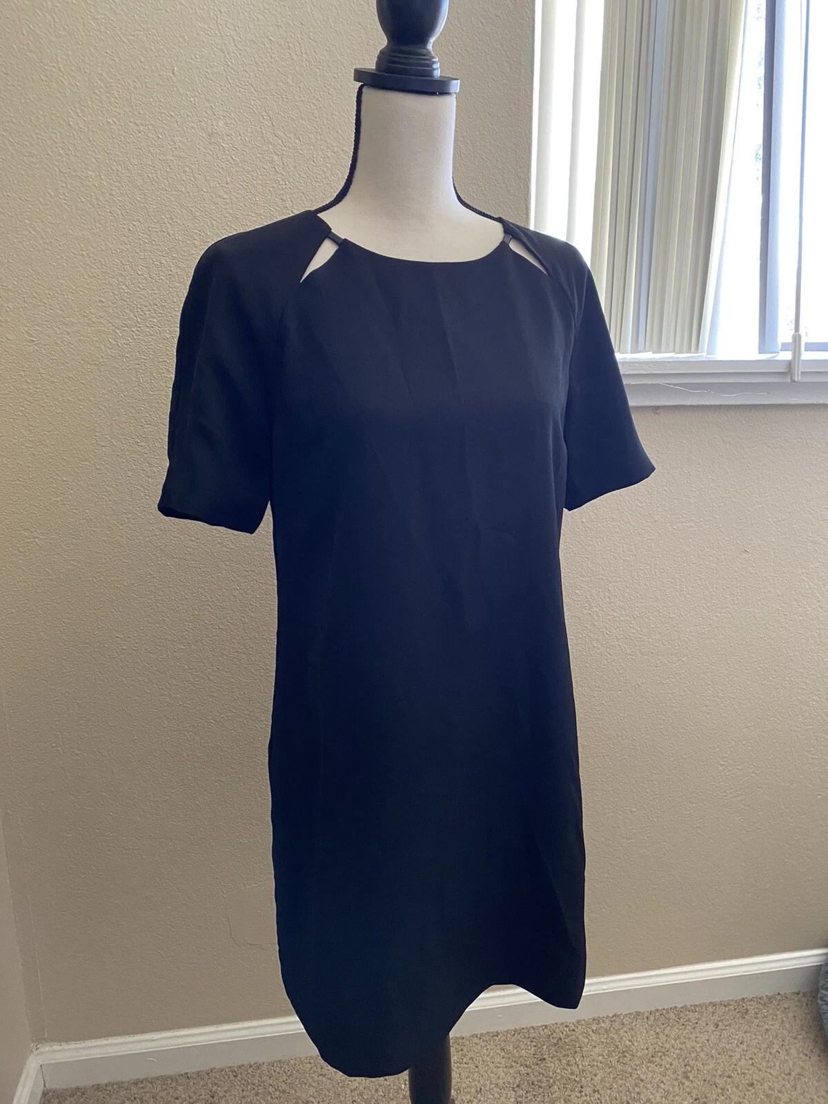 Anthropologie Bordeaux Black Lined T Shirt Dress Polyester Size Medium 2XL