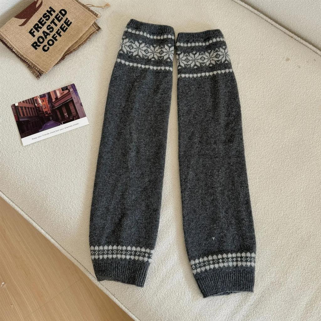 30% Wool Leg Warmers Women Warm Knitted Foot Cover Knee Socks Jk Lolita Girls Long Socks Stockings Leg Warmers Autumn And Winter