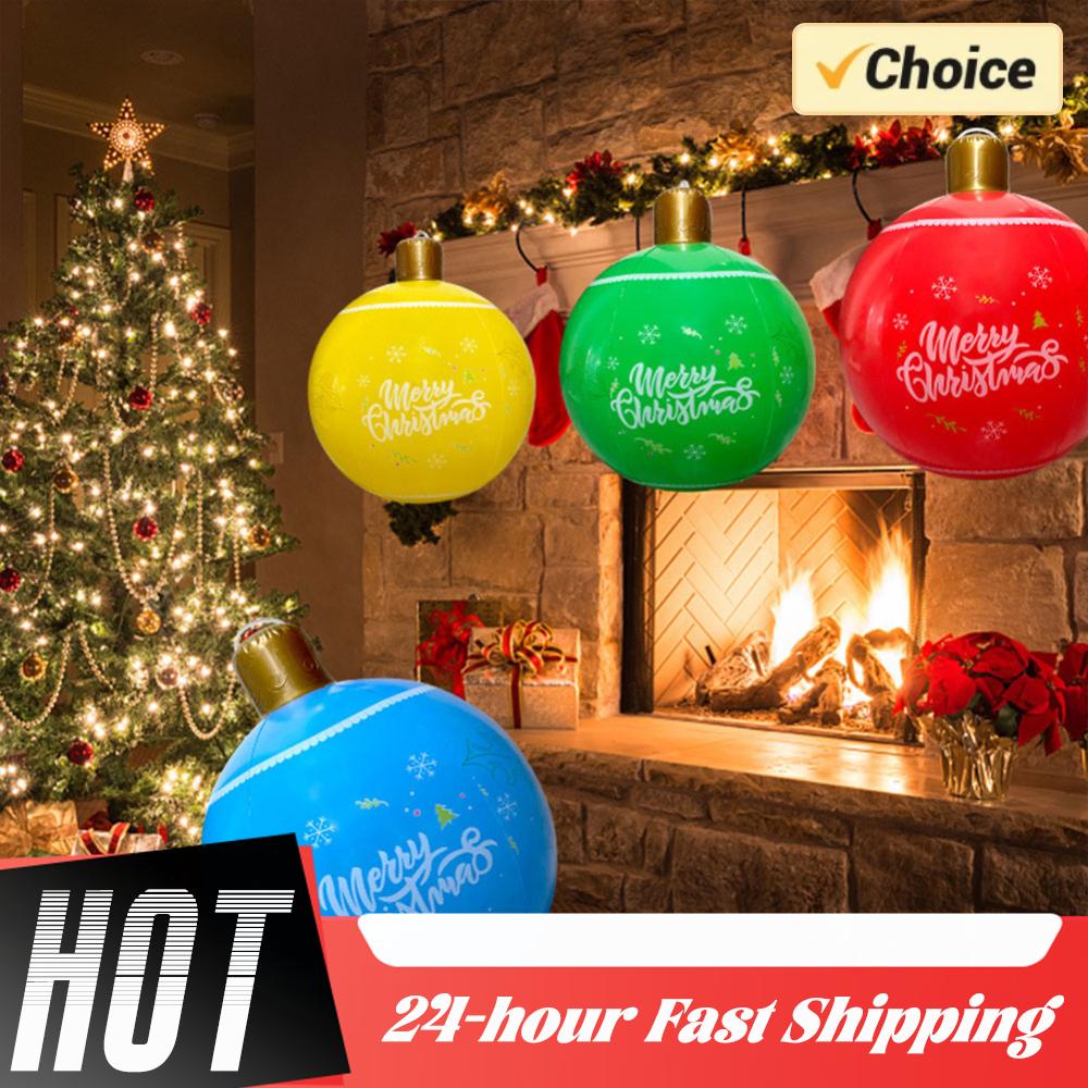 60cm New Inflatable Christmas Ball Giant Inflatable Christmas Ball New Years Christmas Ornaments Outdoor Christmas Holiday Decor
