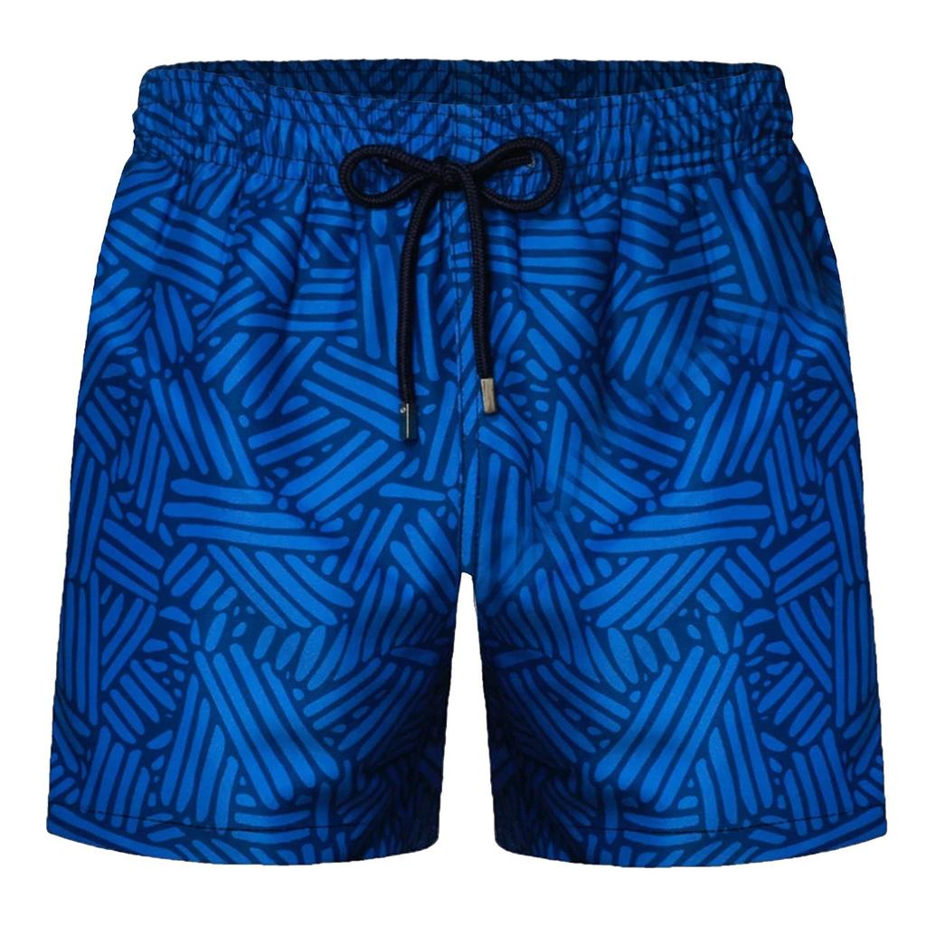 Modische Herren-Badehose mit zweilagigen Taschen, bedruckt, für Strand und Freizeit