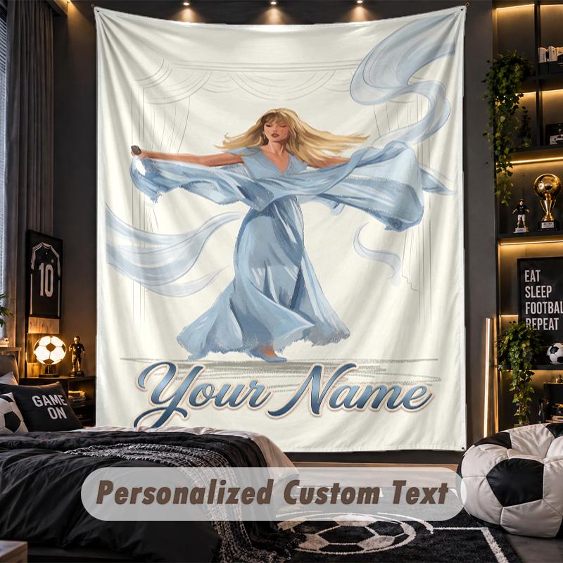 Personalized Wall Tapestry,Taylor Swift Custom Printed Name, Fabric Wall Art For Indoor Room Backdrop