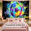 Soccer (216) Theme Wall Tapestry Customized With Name Text Personalized Hanging Tapestry For Bedroom Living Room Decor