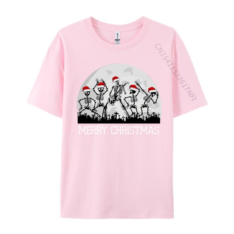 Skelette tanzen zu Rockgitarre auf Friedhof Frohe Weihnachten T-Shirt Kleidung Mann T-Shirts Einfaches T-Shirt Nagelneu