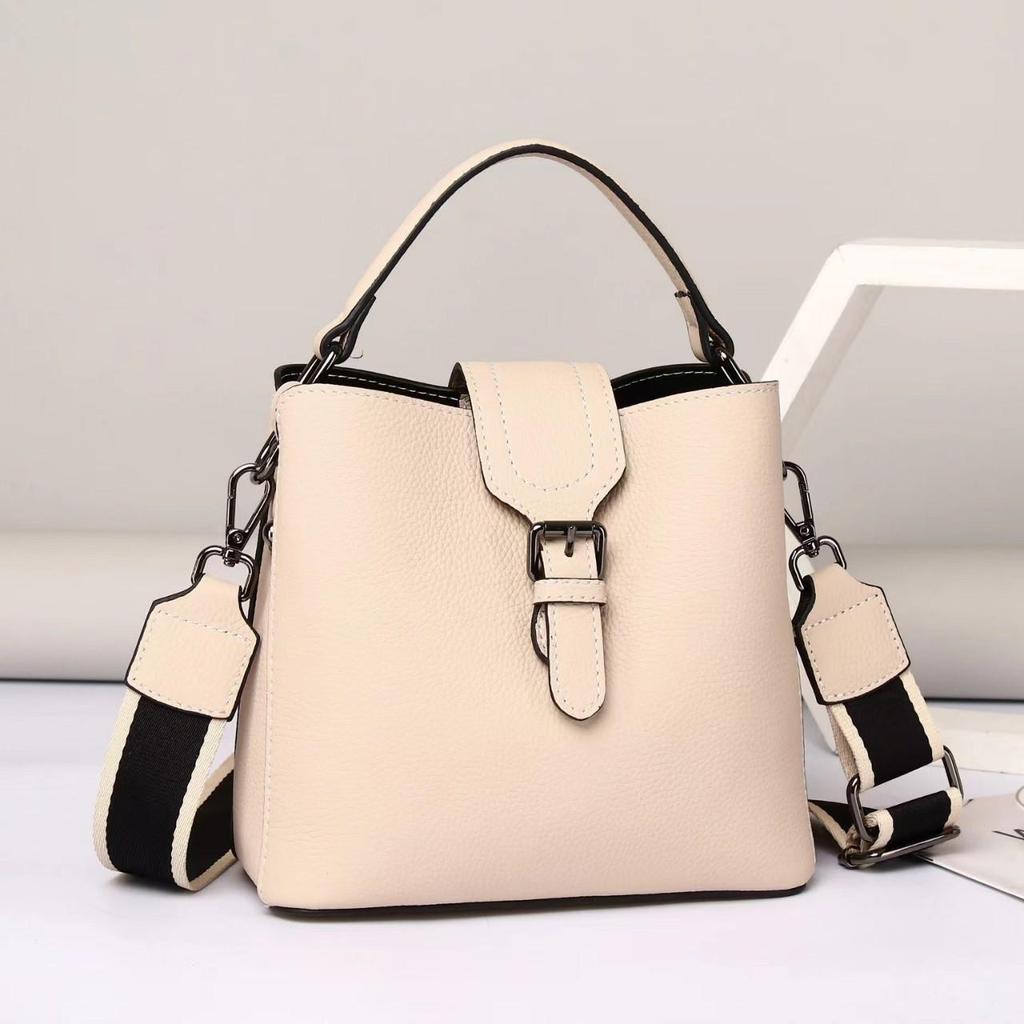 Genuine Leather Women's Versatile Shoulder & Messenger Bag - 2025 Fashion, Large Capacity, Portable Bucket Design