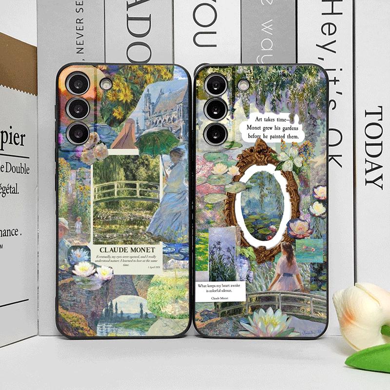 Luxury Beautiful Girl Phone Case for Samsung Galaxy S25 S24 S23 Ultra S22 Plus S21 FE S25 Edge Soft Cover Coque Claude Monet Art