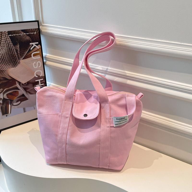 Large Capacity Shoulder Armpit Bag Canvas Tote Bag Literary Shoulder Bag College Student Class Commuter Handbag