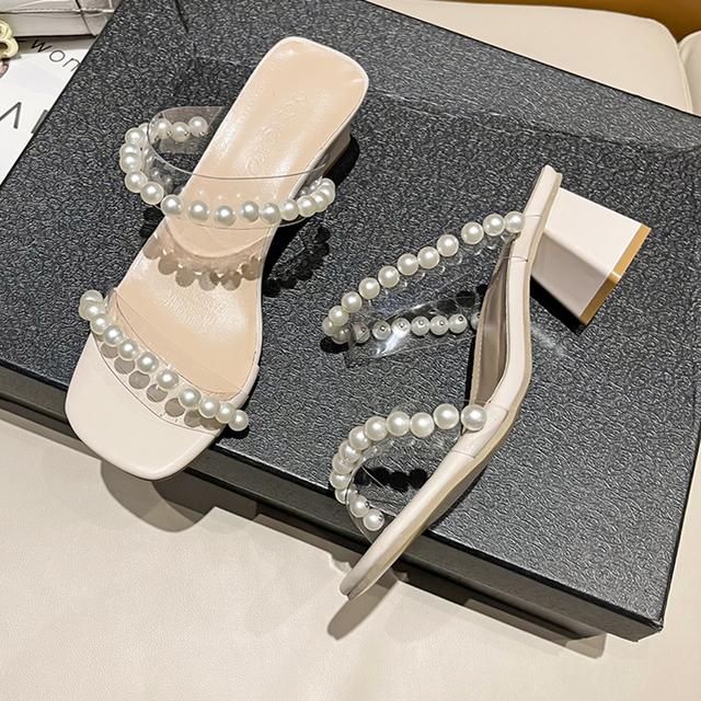 

Женские сандалии с бисером, новые женские тапочки на каблуке, женские летние сандалии, нескользящие пляжные сандалии, большие размеры 35–43 35