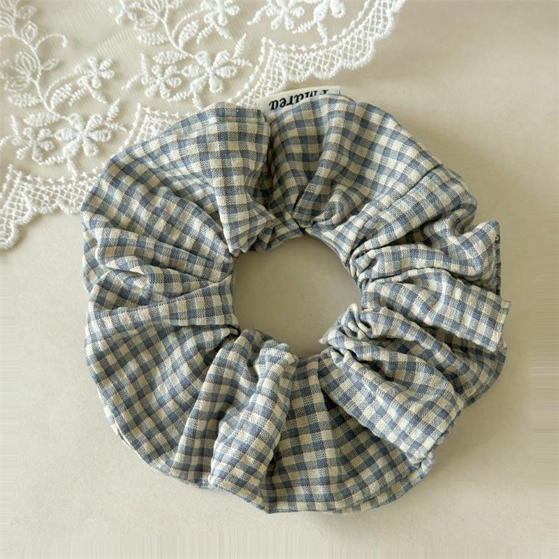 Lassic British Style Plaid Scrunchies Cotton Linen Feeling Hair Ties Minimalist Checkerboard Hair Rope For Professional Women