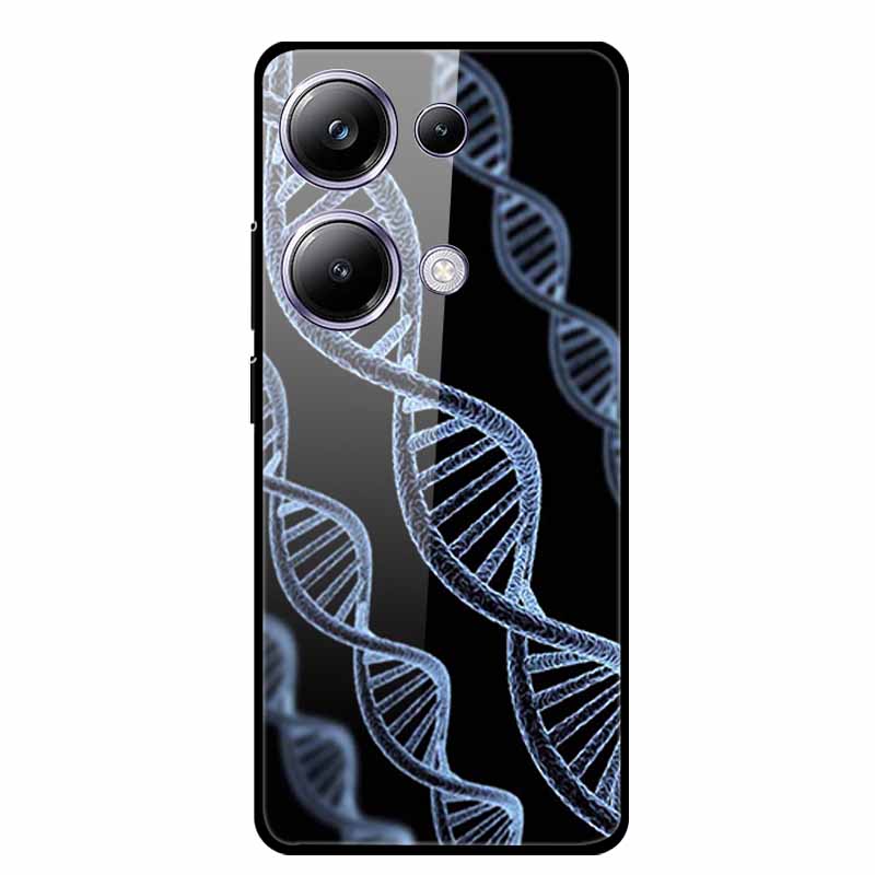 Glass Back Cover For Poco M6 Pro 4G Case M 6 M6Pro Hard Tempered Glass Case For Xiaomi Redmi Note 13 Pro Phone Case Soft Bumper