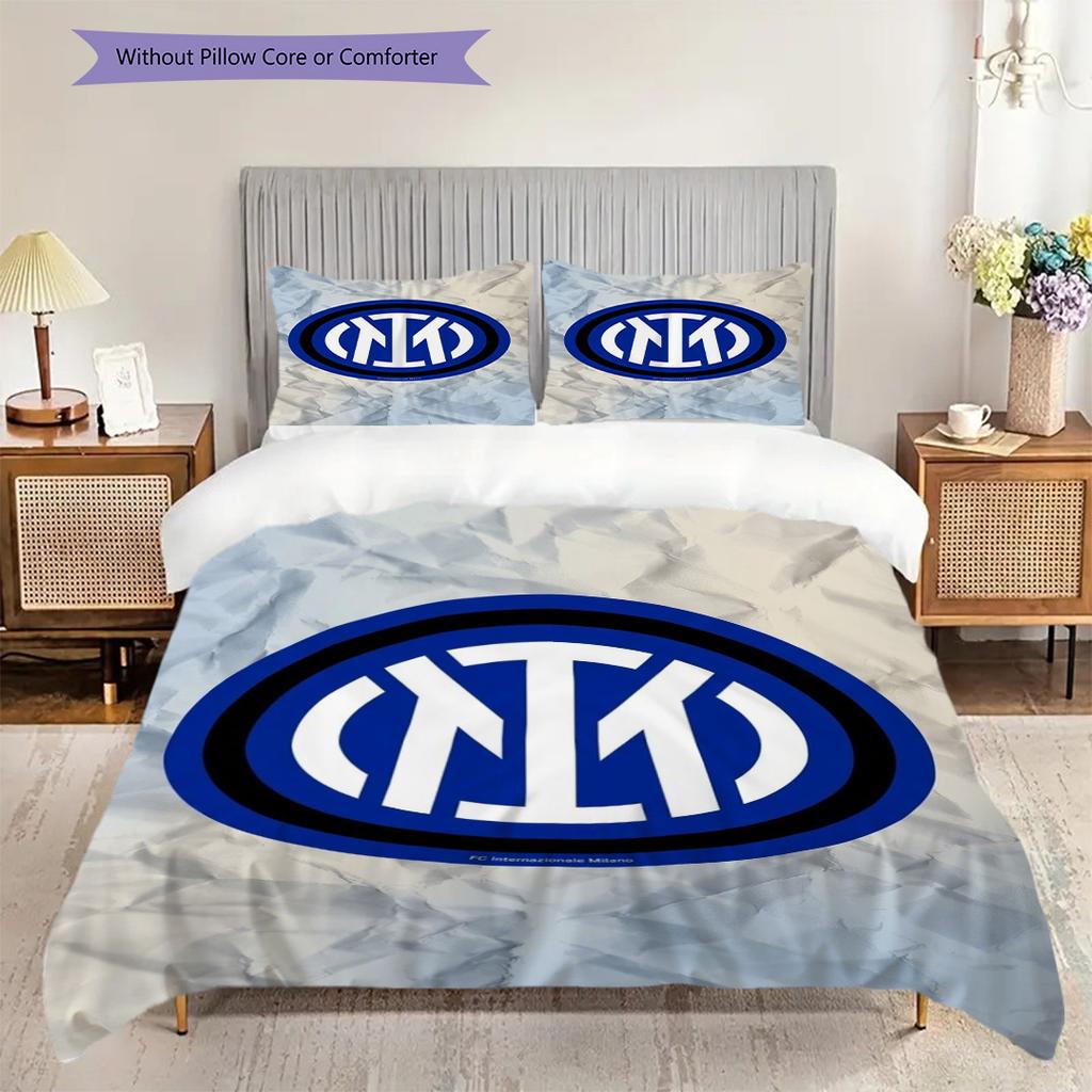 Biancheria da letto con design dello stemma dell'Inter (1 * copripiumino + 2 * federa, senza nucleo) Regalo di compleanno di Natale Set biancheria da letto Morbido e confortevole