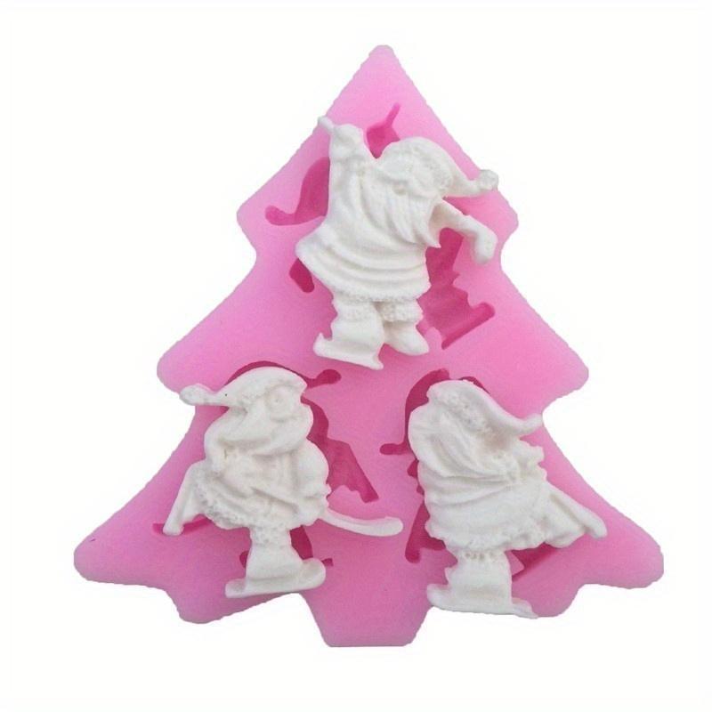 Acuan Menghias Kek, Reka Bentuk Pokok Krismas dan Santa Claus, Acuan Silikon, untuk Hiasan Fondant, Aksesori Pembakar DIY, 1PCS