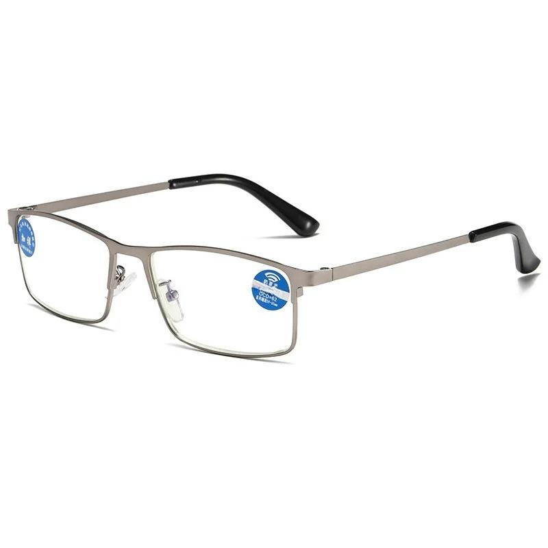 Fashion Metal Half-Frame Blue Light Protection Presbyopia Glasses Retro Eyebrow Square Frame Classic Business Reading Glasses 1.0