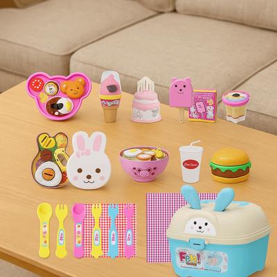 Küçük Ayı Şekilli Puding Besleme Seti Rol Yapma Erken Eğitim Beslenme Kutusu Puding Oyuncağı Kawaii Rol Oyunu Oyun Evi Oyuncakları