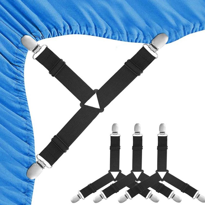 4pcs Triangle Bed Sheet Holder Adjustable Elastic Mattress Cover Corner Holder Clip Bed Gripper Suspender Fasteners Fixing Strap