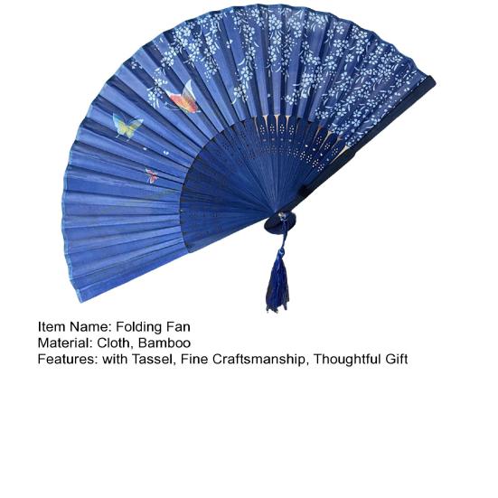 Bamboo Folding Fan Dance Lightweight Hand Fan with Hollow Carving Bamboo Tassel Cooling Wedding Favor