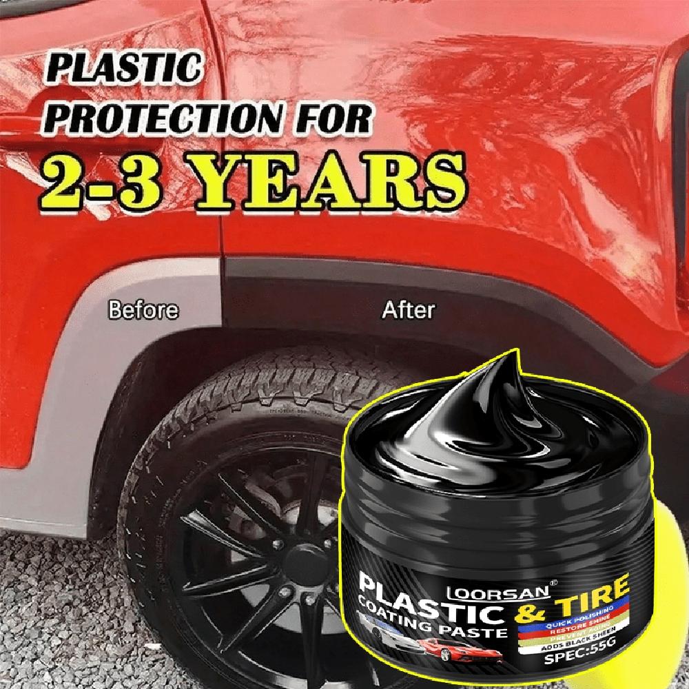 All-in-One Plastic & Tire Coating Wax - Scratch Repair & Gloss Restorer for Cars, Motorcycles, Boats, Furniture - Heavy-Duty 2-3