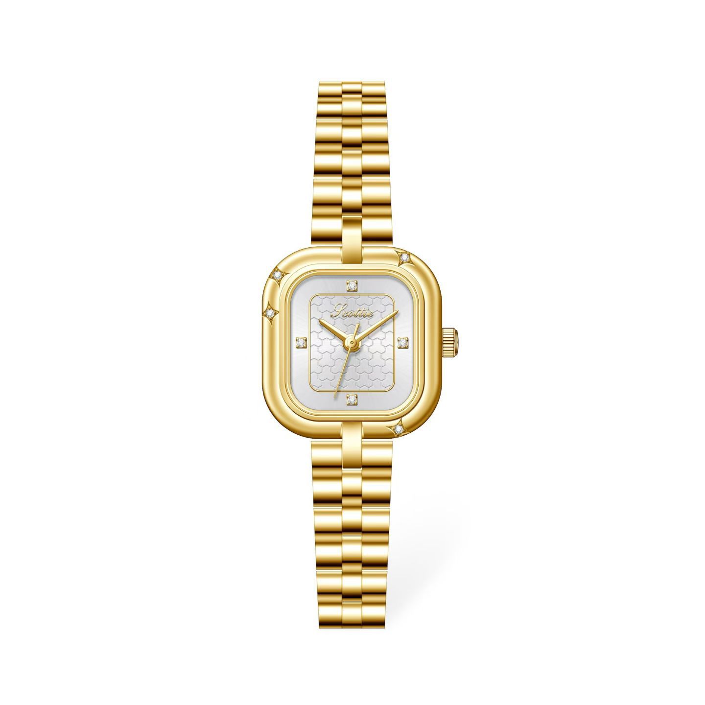 9857 Square Steel Strap Watch Fashion Small Dial