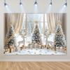 VIKAMA American Christmas Tapestry Snow Forest Window View Reindeer Christmas Tree Living Room Decoration