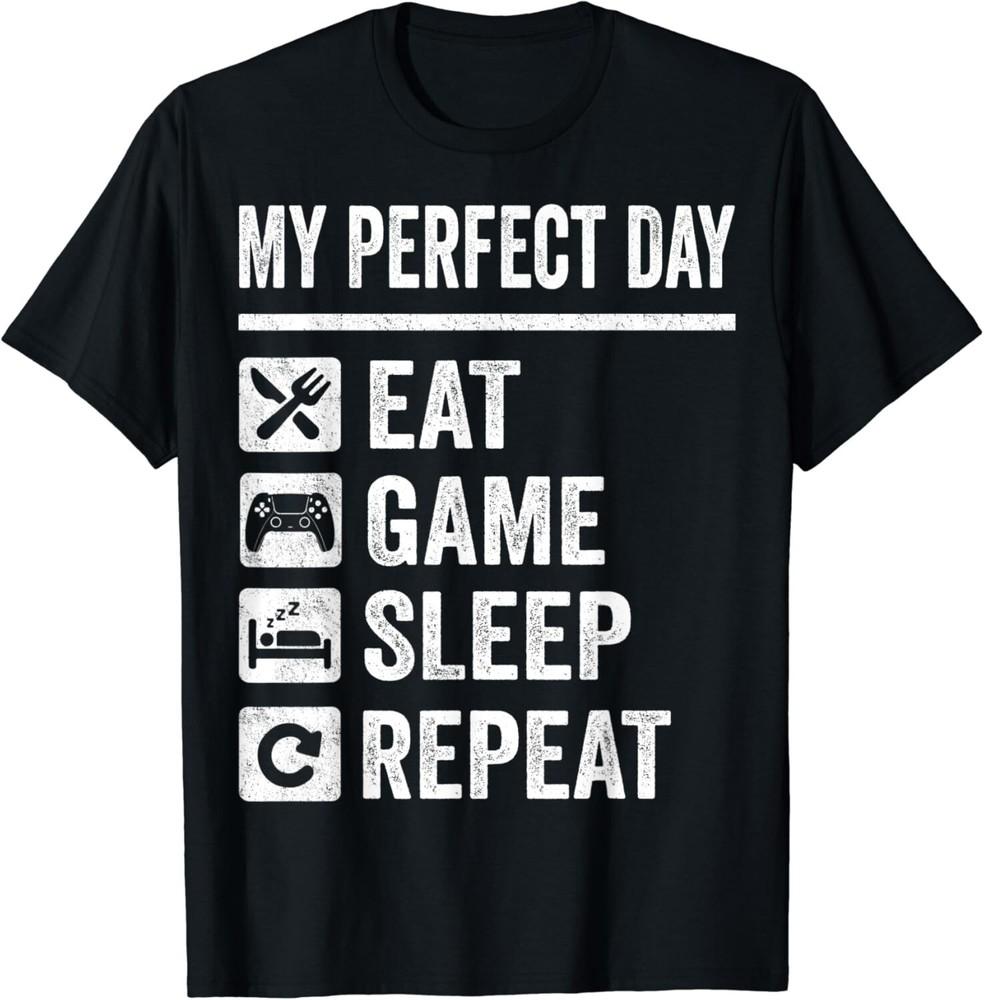 

My Perfect Day Video Games T-Shirt Funny Cool Gamer Tee Gift Unisex T-Shirt 2XL