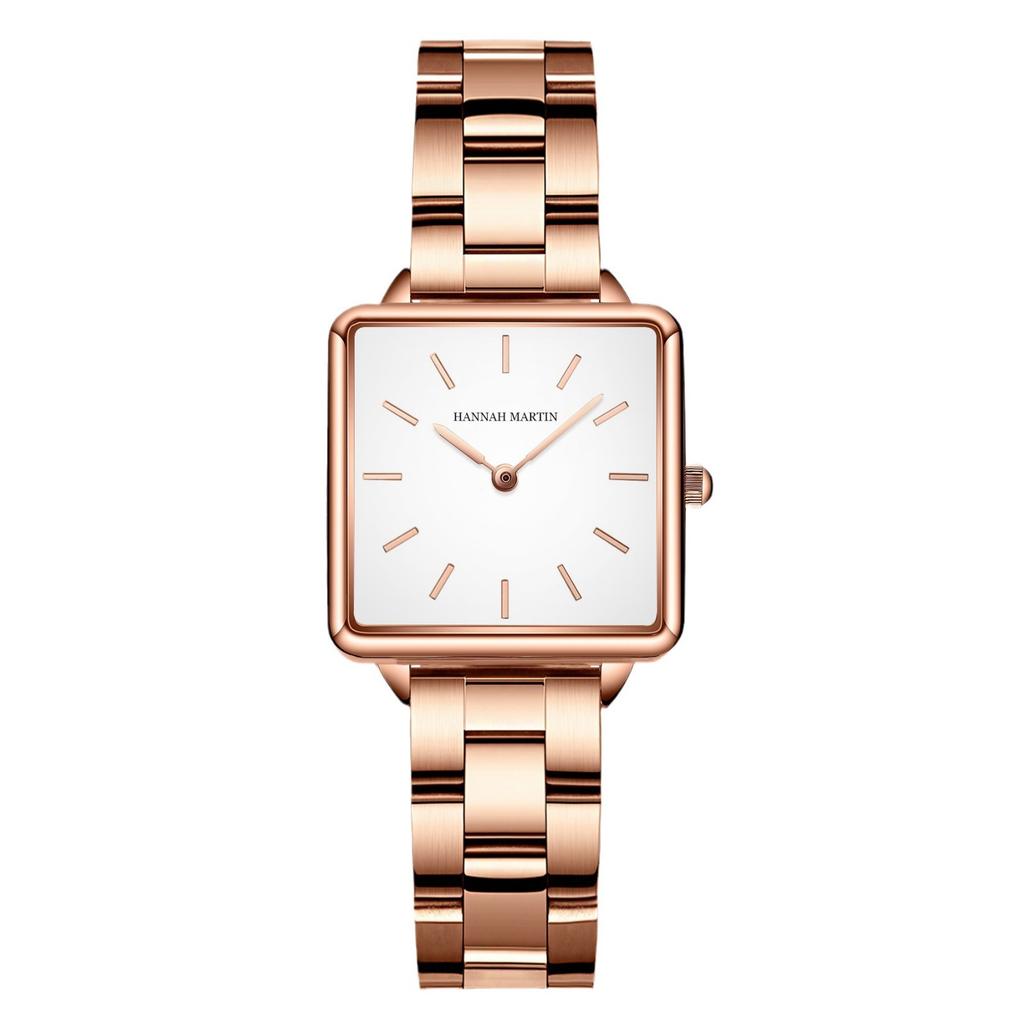 Women's Rose Gold Steel Band Quartz Watch Japanese Movement Simple Dial Women's Watch