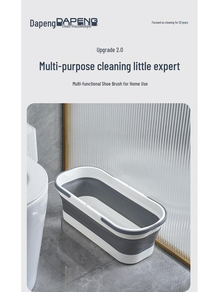 Thickened Foldable Mop Bucket with Wheels - Rectangular Flat Plastic Design
