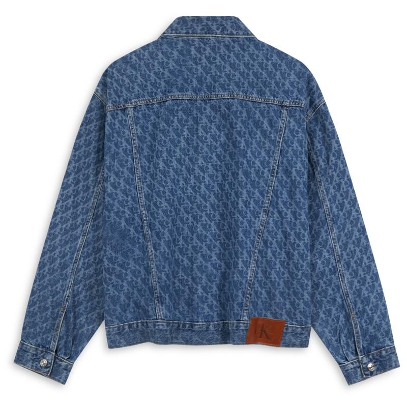 Calvin Klein Cotton Printed Drop Shoulder Denim Jacket Men jackets Denim-Blue 4LB773G