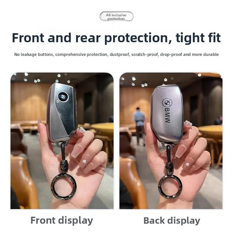 Car Key Case Cover Shell Fob For BMW i7 X7 G07 LCI iX I20 X1 U11 7 Series G70 G09 XM U06 G81 M3 2023 Protector Keyless EV2