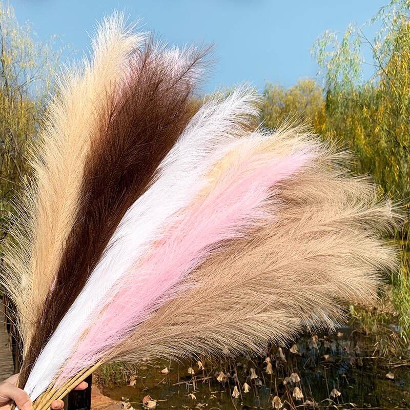 3pcs Large Artificial Pampas Grass 120cm Tall Fluffy Faux Reed Boho Home Wedding Decor Fake Flowers