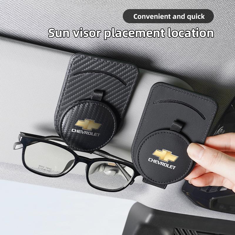 Leather Car Glasses Clip Sunglasses Box Sun Visor Eyeglasses Card Holder For Chevrolet CRUZE Spark Captiva Tracker Epica SS Sail