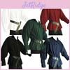 European And American Medieval Clothing For Men Retro Loose-fitting Top With Stand Collar And Tie Belt