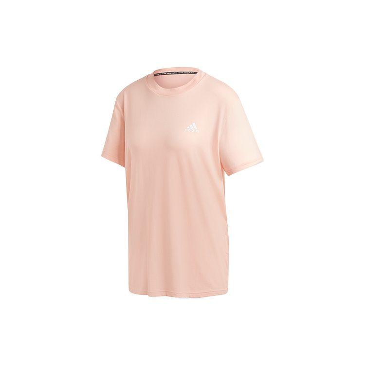 Adidas T Shirts Women's Hazy Coral Powder Crew Neck Moderate Straight Fit GH3800