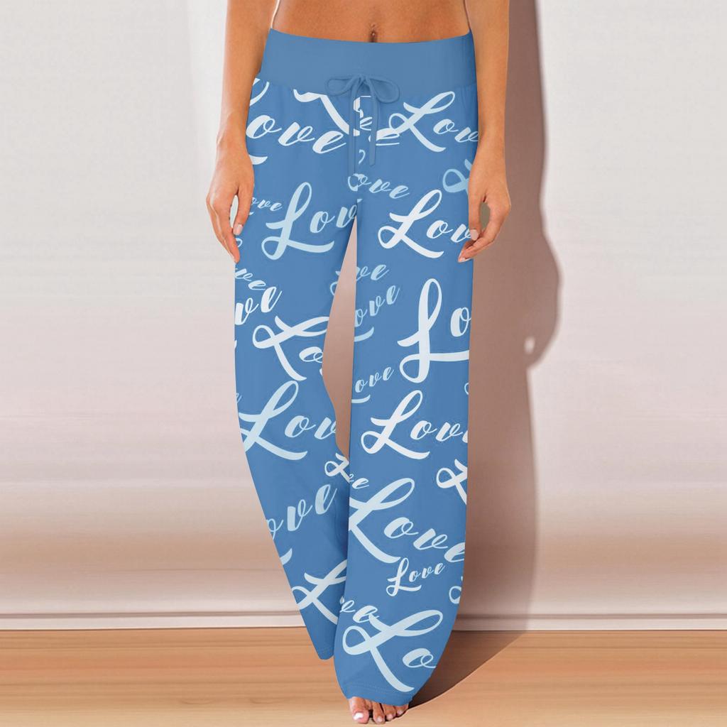 Dámské pyžamové kalhoty na spaní ležérní kalhoty se stahovací šňůrkou v pase pohodlné rovné kalhoty na jógu volné