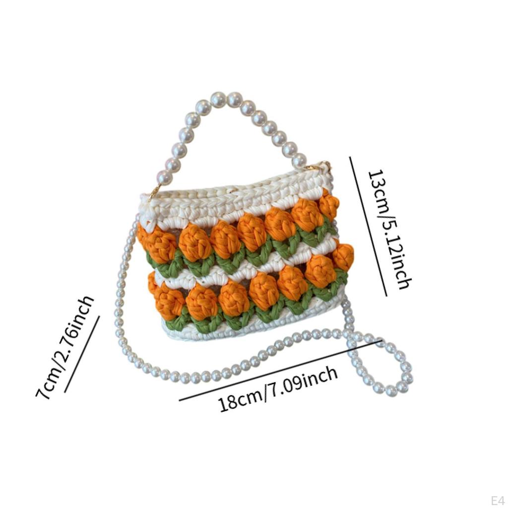 DIY Knitting Crochet Bag Kit Flower Hand Woven Handbag 7.09x2.76x5.12" Crossbody Girls Holiday