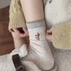 Boneless Cartoon Embroidery Cute Warm Socks Medium Tube Socks College Style Versatile Stockings Cotton