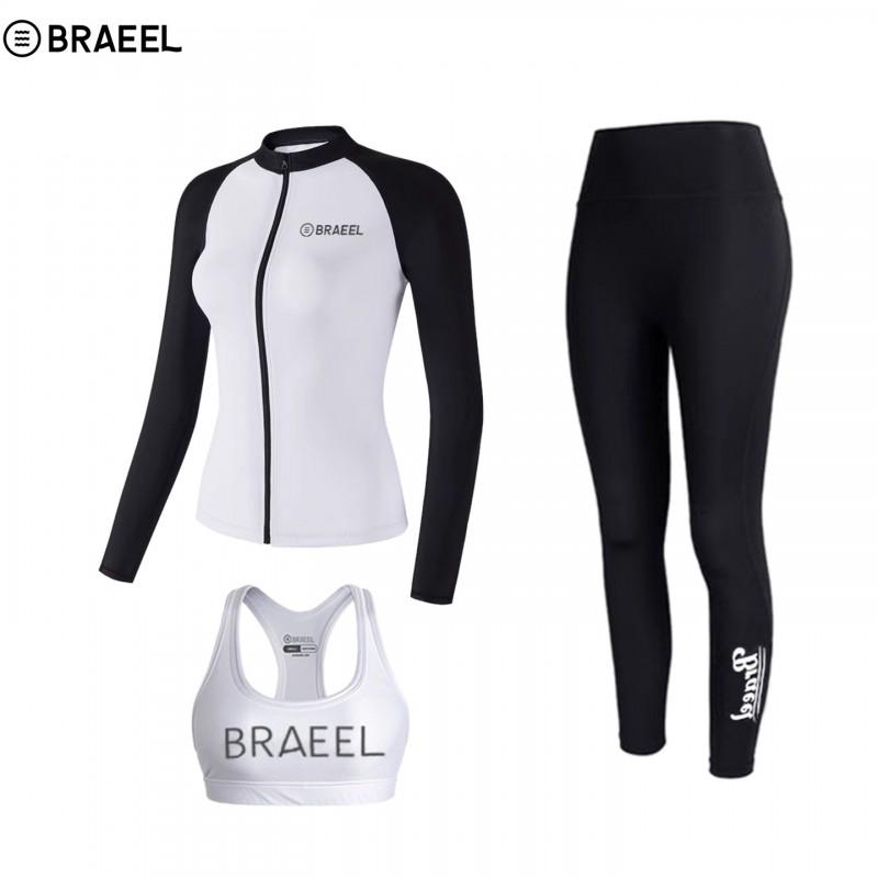 Womens UV Protection Rash Guard Set Long Sleeve Swimwear Surfing Snorkeling Diving Outdoor Activity