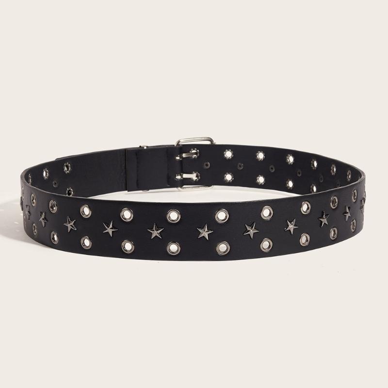 Grommet Waist Belt Punk Star Charm Skinny Chain for Cowboy Grunge Buckle Modern Waistband Waist Chain Studded Belt
