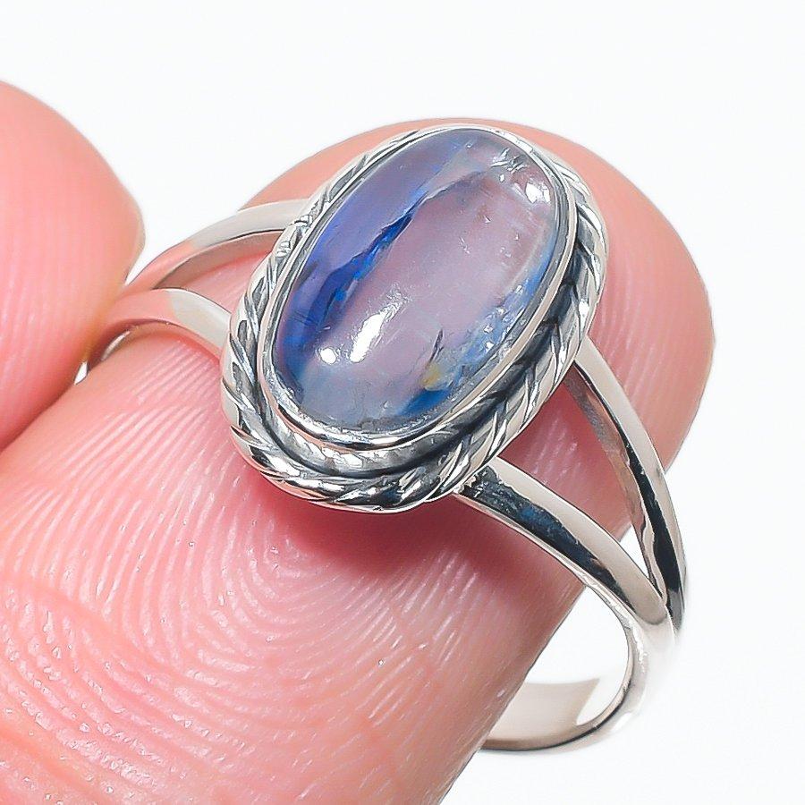 

Natural Blue Kyanite Gemstone Handmade 925 Solid Silver Jewelry Ring Size 9 s4h65