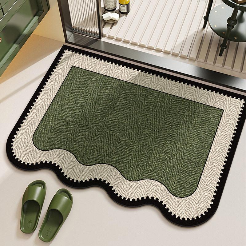 French Retro Non-slip Bathroom Door Mat - Water Absorbing, Easy to Clean, Diatom Mud Floor Mat