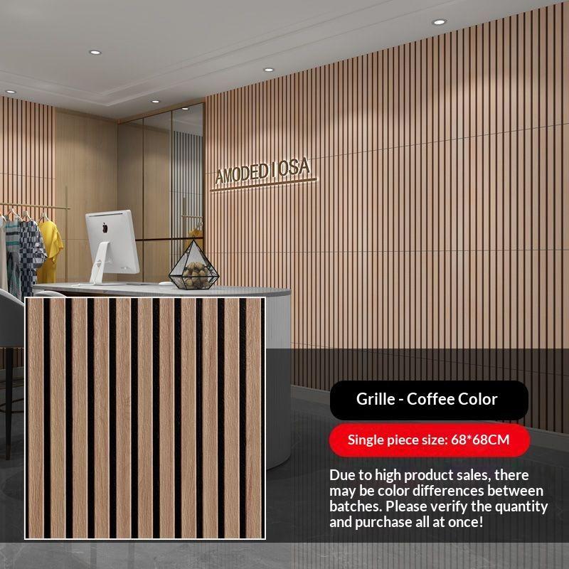 3D Wood Slat Wall Panels Self Adhesive Sound Absorbing For Home Living Room Office Wall Decor