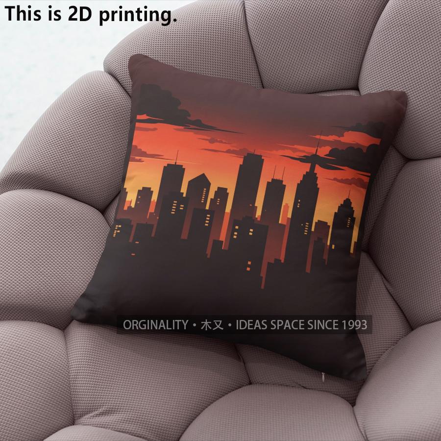 Sunset City Skyline Print Throw Pillow Covers Pattern Cushion Cover Suitable For Sofa Bedroom Car Pillow Cover