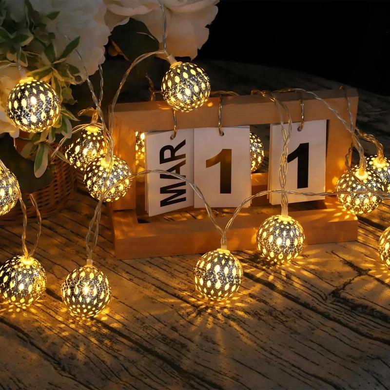 Blendende lyslenker, 20 LED 16-fots solcellelys, med 8 moduser, vanntett for innendørs og utendørs juletrær hjemme