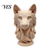 Ornamento da scrivania a forma di lupo durevole, statuetta con testa stampata in 3D, statua realistica con base rotonda scolpita, animale selvatico per decorazione di casa, ufficio, libreria