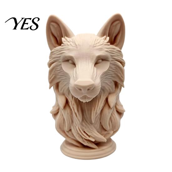 Durable Wolf Desk Ornament 3D Printed Head Figurine, Realistic Statue with Round Sculpture Base, Wild Animal for Home Office Bookshelf Decor