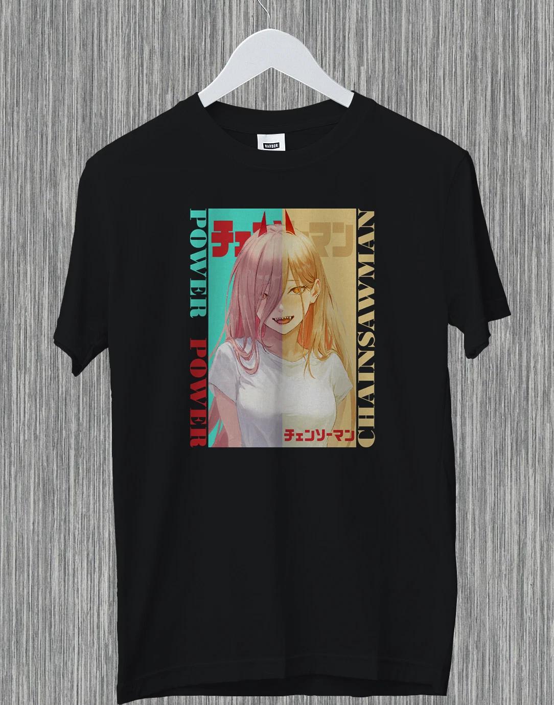 

Power Chainsaw Man Half Anime Manga Otaku Japanese Denji 1 Funny Gift 100% Cotton T-shirt Mens Tees Top S