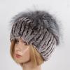 Hot Sale Women Winter Real Rex Rabbit Fur Hat Scarf Sets Natural Warm Genuine Silver Fox Fur Rex Rabbit Fur Cap Scarves 2 Pieces