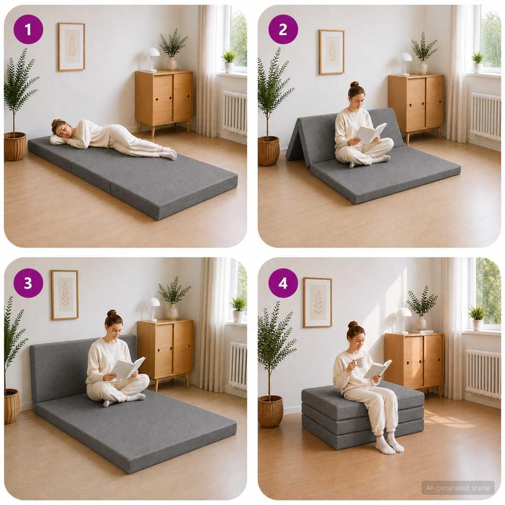 Folding Sofa Bed 80 x 67 x 45 cm Light Grey