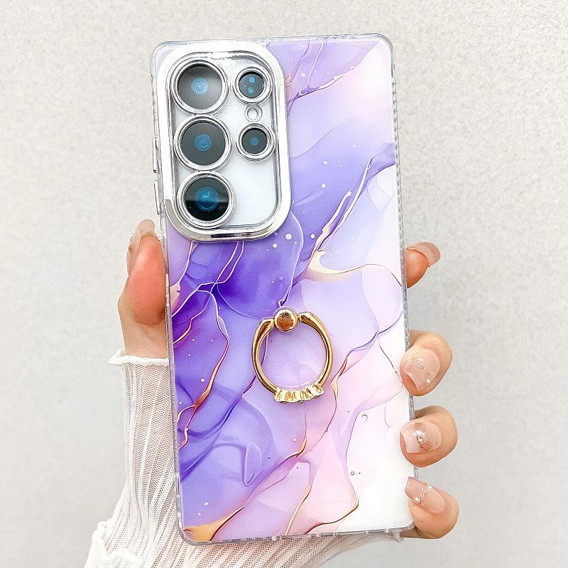 Suitable for Samsung S25 Mobile Phone Case Double Layer IMD Electroplated Marble S24plus Ring A16 Mobile Phone Case